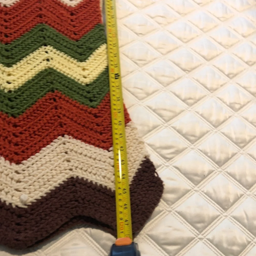 Vintage Handmade Chevron Afghan Crochet Throw Blanket Please Read